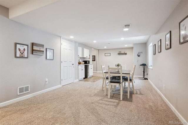 1488 Baguette Dr, Castle Rock, CO 80108 - dining space featuring light carpet, baseboards, and recessed lighting