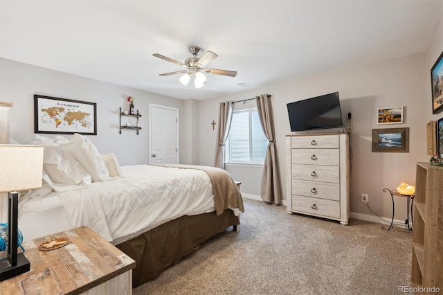 1488 Baguette Dr, Castle Rock, CO 80108 - bedroom with baseboards, light colored carpet, and a ceiling fan