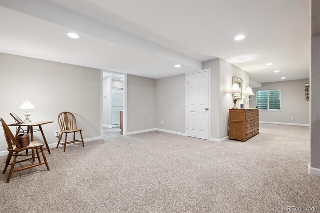 1488 Baguette Dr, Castle Rock, CO 80108 - living area with light colored carpet, recessed lighting, and baseboards