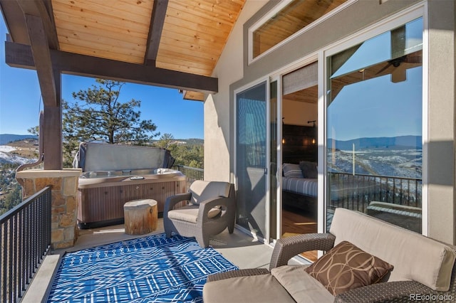 balcony with a mountain view