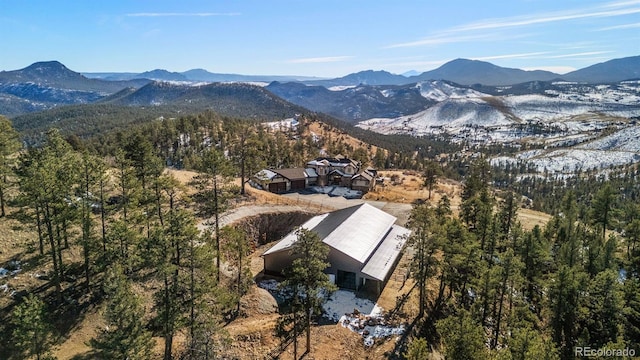 drone / aerial view with a mountain view