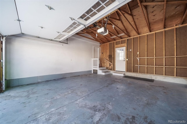 garage with a garage door opener