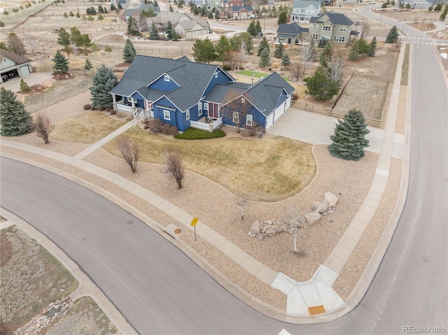 aerial view with a residential view