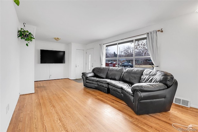 living room featuring light wood-type flooring