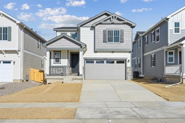 view of front of house with a garage and covered porch