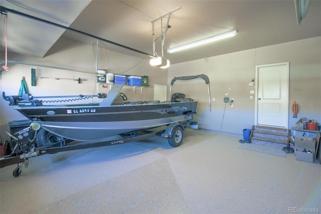 garage with a garage door opener