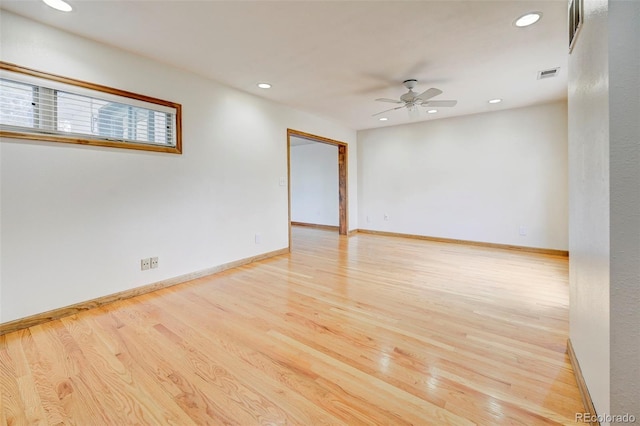 458 S Downing St, Denver, CO 80209 - unfurnished room featuring recessed lighting, wood finished floors, ceiling fan, and baseboards