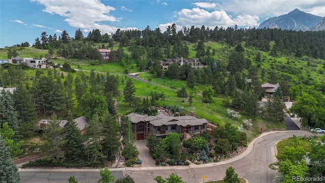 bird's eye view featuring a mountain view