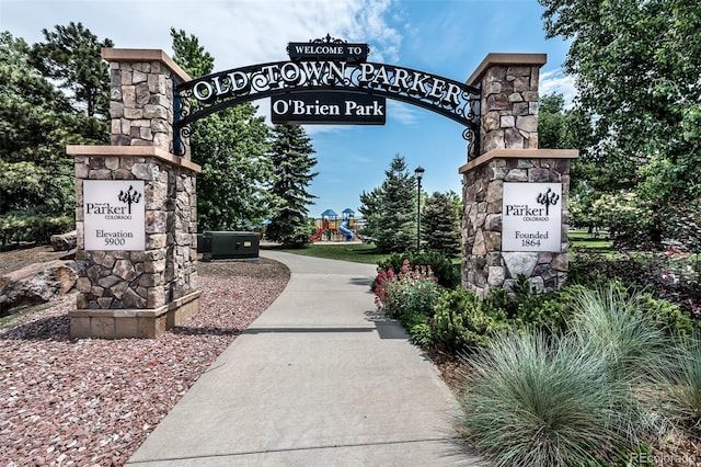 view of community sign