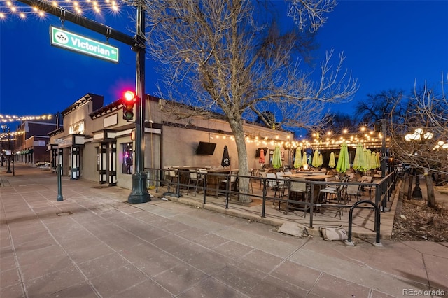 view of patio at twilight