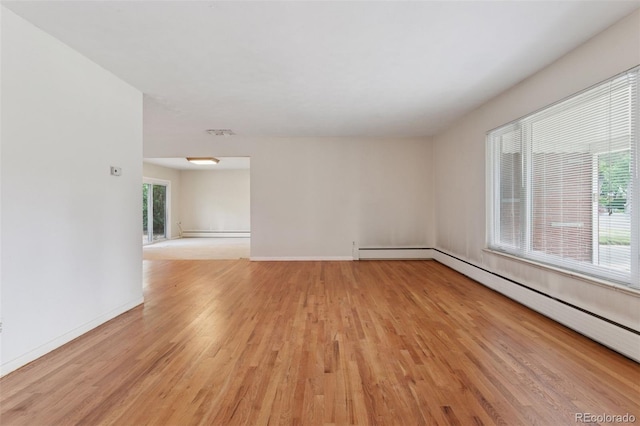 3030 S University Blvd, Denver, CO 80210 - unfurnished room with light wood-style floors, healthy amount of natural light, and a baseboard heating unit