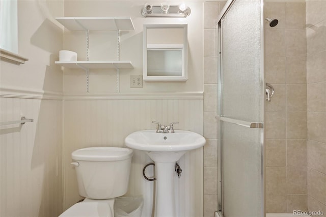 3030 S University Blvd, Denver, CO 80210 - full bathroom with a shower stall and a wainscoted wall