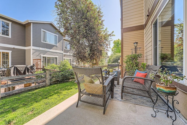 11839 E Fair Ave, Greenwood Village, CO 80111 - view of patio / terrace featuring outdoor lounge area and a grill