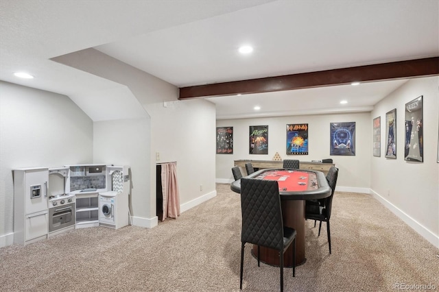 view of carpeted dining area