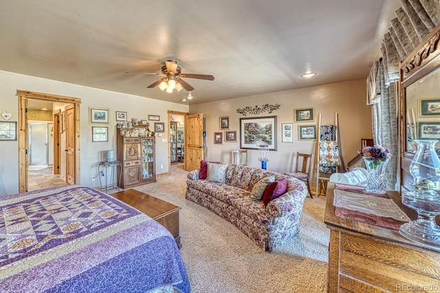 8126 Buck Run, Salida, CO 81201 - carpeted bedroom with a ceiling fan and recessed lighting