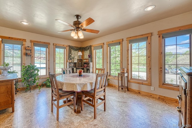 8126 Buck Run, Salida, CO 81201 - dining space featuring plenty of natural light, a ceiling fan, baseboards, and recessed lighting