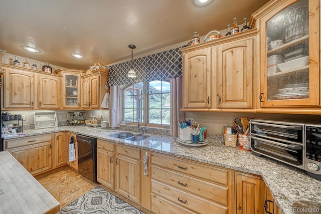 8126 Buck Run, Salida, CO 81201 - kitchen with a sink, dishwasher, light stone counters, and recessed lighting