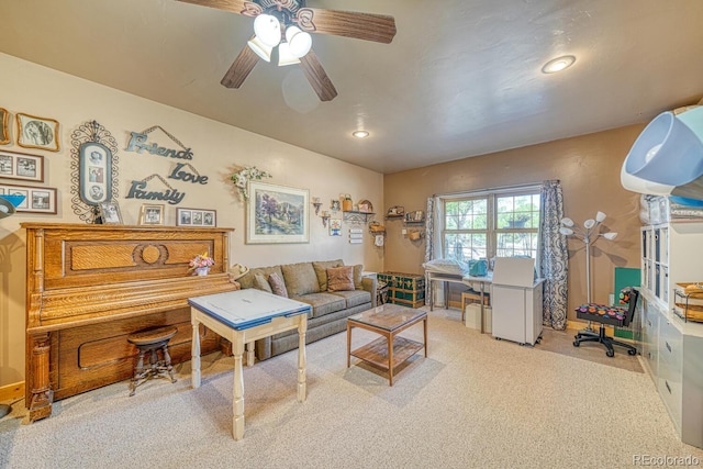 8126 Buck Run, Salida, CO 81201 - carpeted living room with ceiling fan and recessed lighting