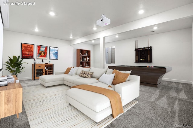 9359 Russell Cir, Arvada, CO 80007 - living room with carpet flooring, recessed lighting, and baseboards