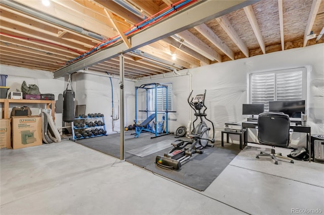 workout area with water heater