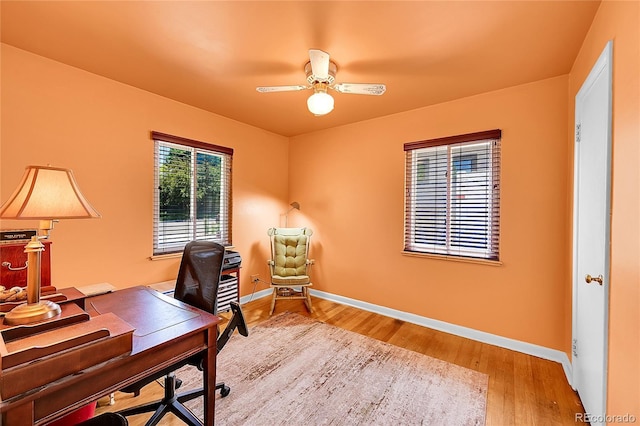 3313 S Dexter St, Denver, CO 80222 - office space with wood finished floors and a ceiling fan