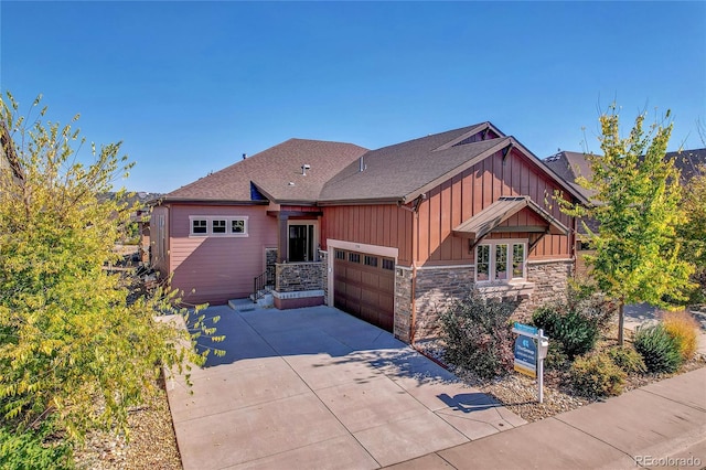 craftsman inspired home featuring a garage