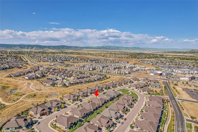 drone / aerial view with a mountain view