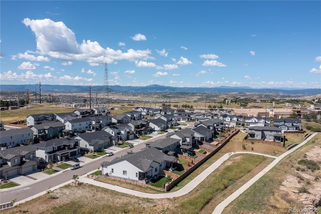 bird's eye view with a mountain view