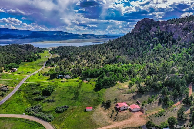 aerial view with a mountain view