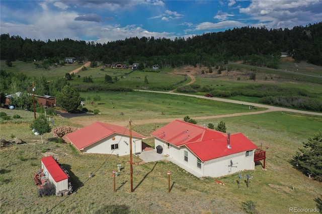 drone / aerial view with a rural view