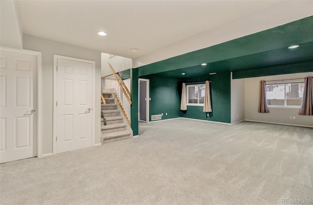 basement featuring carpet