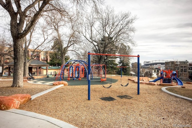 view of play area with a gazebo