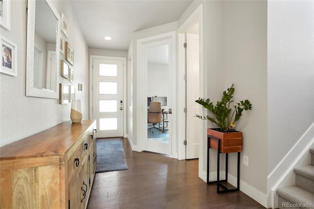 entryway featuring dark hardwood / wood-style floors