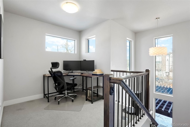 view of carpeted office space