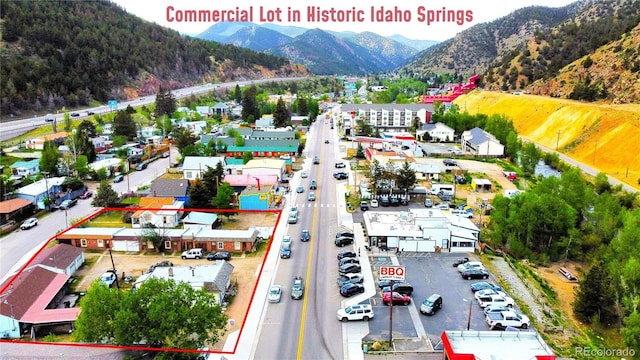 birds eye view of property with a mountain view