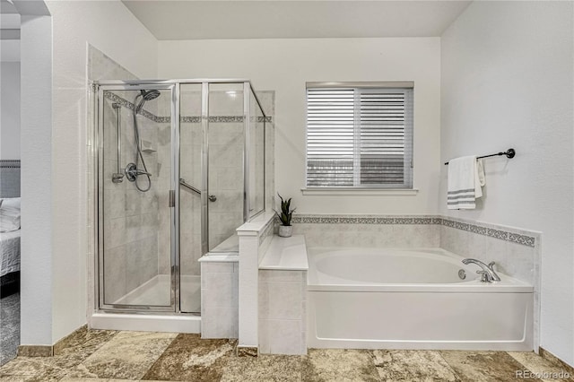 bathroom with plus walk in shower