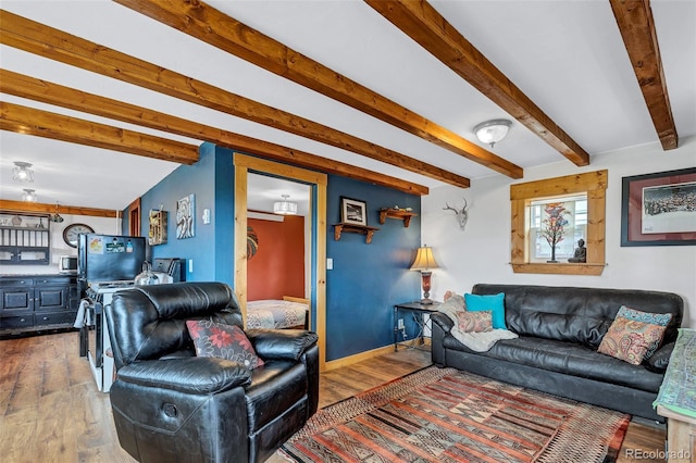 500 Fourth St, Fairplay, CO 80440 - living room with wood finished floors and beamed ceiling