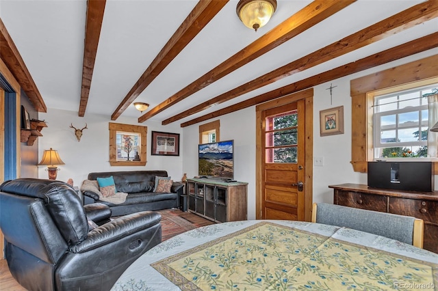 500 Fourth St, Fairplay, CO 80440 - bedroom featuring wood finished floors and beam ceiling