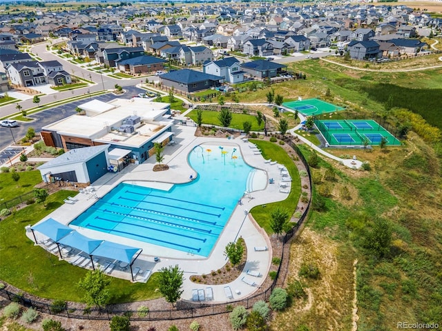 12940 Brier Ct, Firestone, CO 80504 - aerial perspective of suburban area featuring a pool
