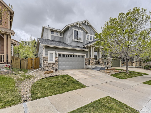 craftsman inspired home featuring a garage