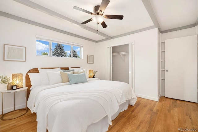 1760 W 74th Way, Denver, CO 80221 - bedroom featuring a closet, light wood-style flooring, and a ceiling fan