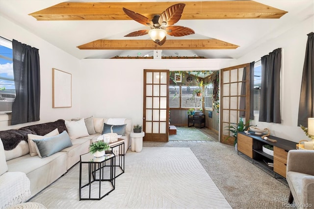1760 W 74th Way, Denver, CO 80221 - carpeted living room with french doors and ceiling fan