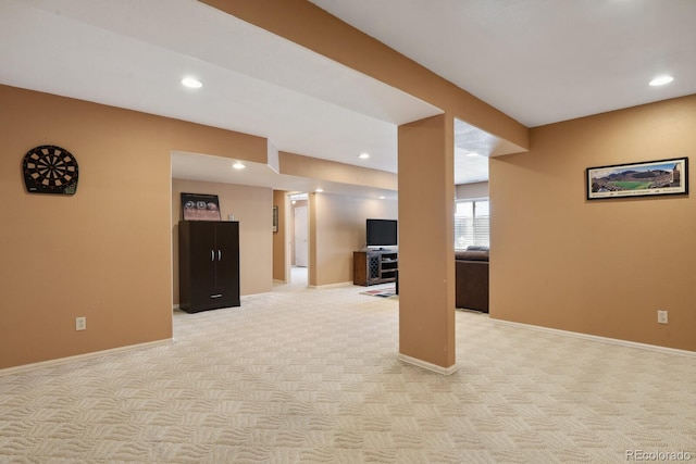 19653 E Ida Dr, Aurora, CO 80015 - below grade area with light colored carpet and recessed lighting