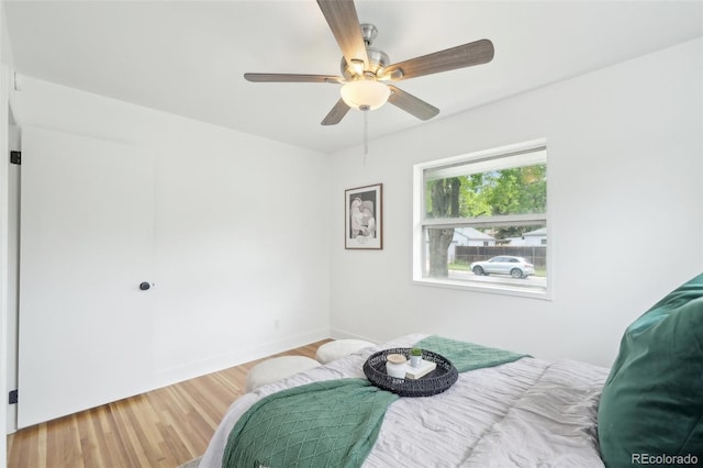 5445 Nebraska Way, Denver, CO 80246 - bedroom with wood finished floors, ceiling fan, and baseboards