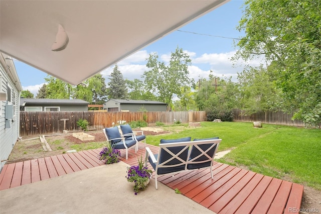 5445 Nebraska Way, Denver, CO 80246 - wooden terrace featuring an outdoor hangout area