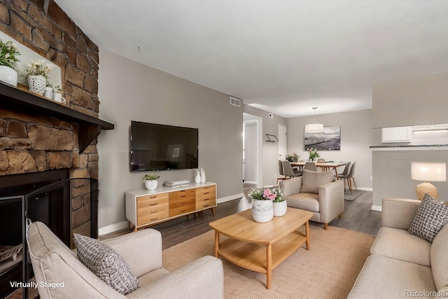 living room featuring wood-type flooring