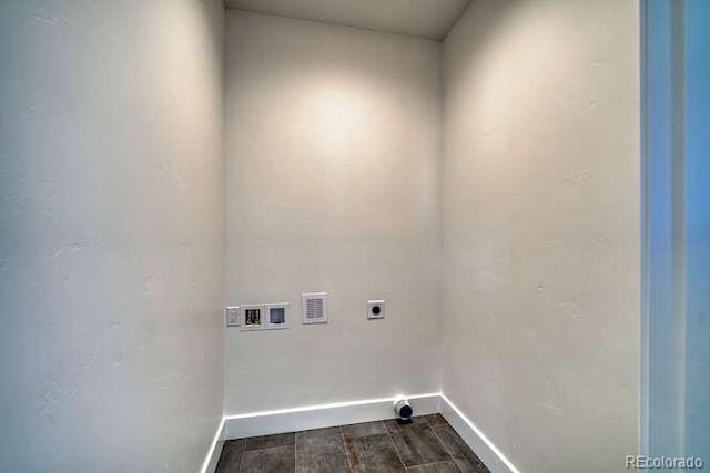 136 Chase St, Salida, CO 81201 - washroom with electric dryer hookup, hookup for a washing machine, and dark wood finished floors