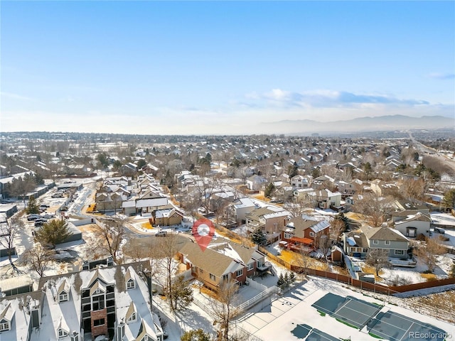 bird's eye view with a mountain view