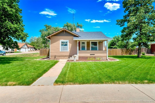 458 Cherry St, Hudson, CO 80642 - bungalow featuring a porch, a chimney, and crawl space