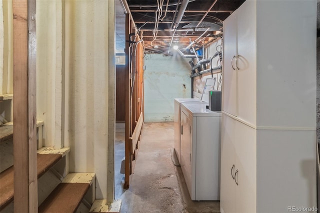 458 Cherry St, Hudson, CO 80642 - unfinished basement with washing machine and clothes dryer